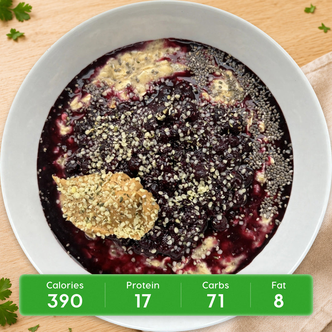 Blueberry Cobbler Overnight Oats w/ Protein
